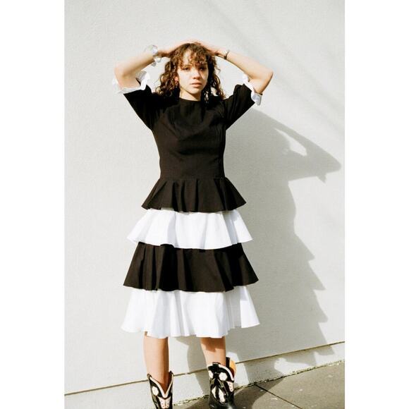 Batsheva Black and White Layer Dress - Picture 2 of 8